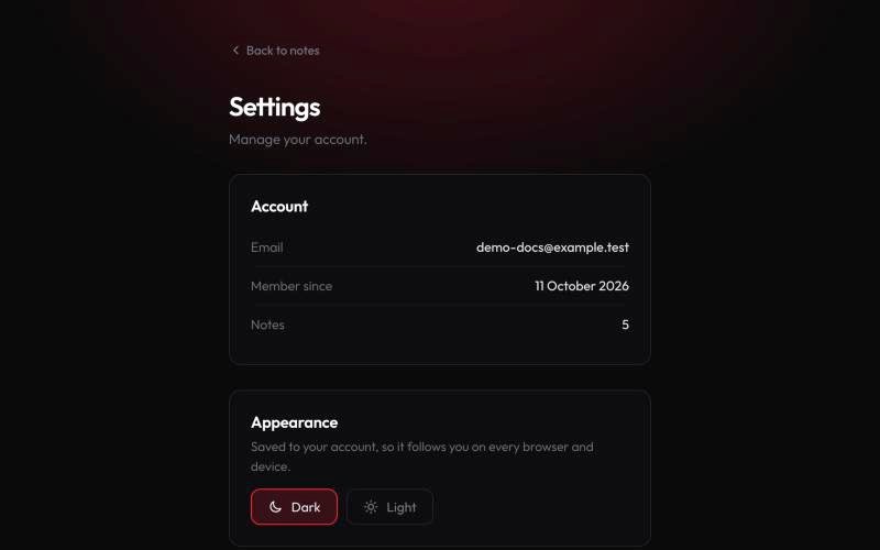 The settings page.
