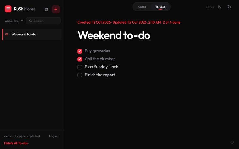 A to-do list with finished tasks struck through.